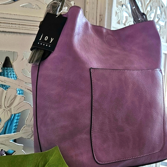 💜 Vegan Leather Classic Hobo Bag in Vibrant Purple - Picture 2 of 16